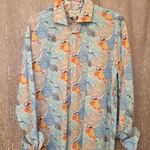 Men Shirt Long Sleeve Blue Pattern - One in a Million